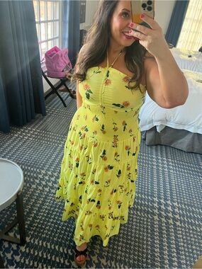 VICI Kosas Tiered Floral Smocked Maxi Dress - Yellow - XL